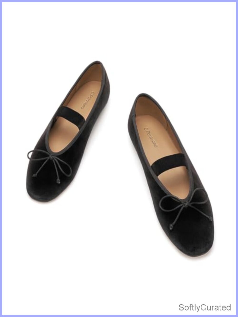 Velvet Mary Jane Ballet Flats Round Toe Ballerinas Comfortable